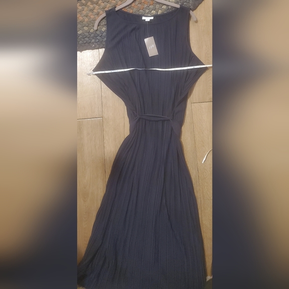 NWT J. Jill Navy Blue Top-to-Bottom Pleated Sleeveless Maxi Dress. - Picture 14 of 15